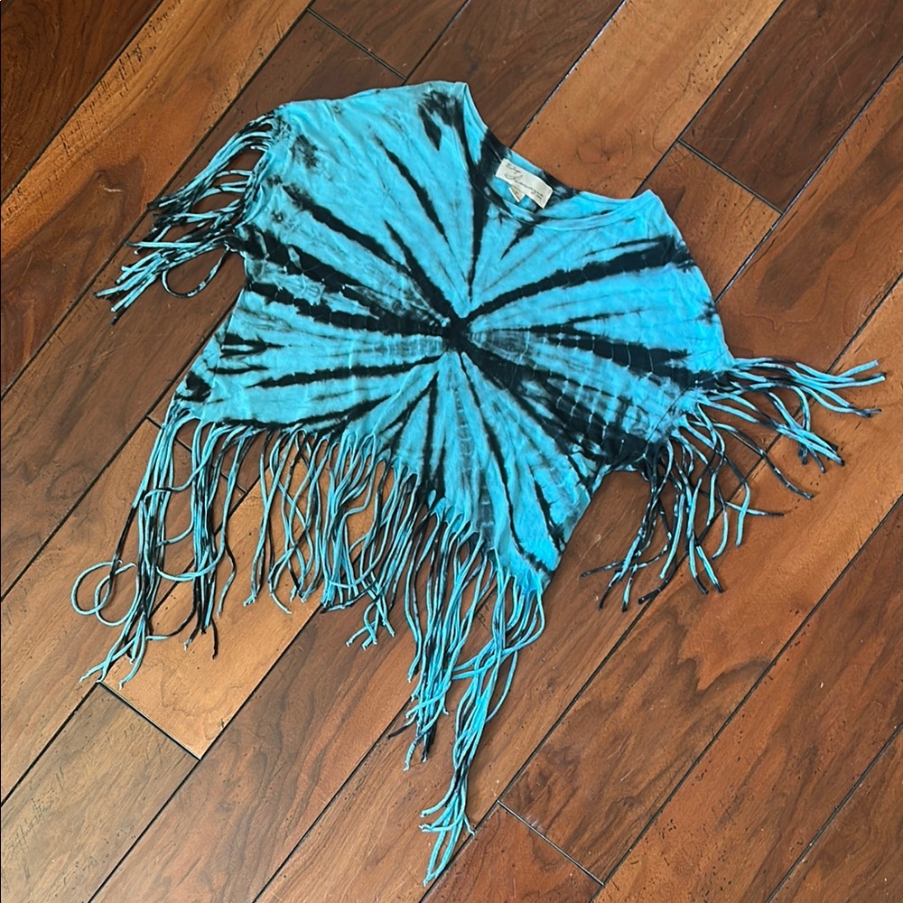 VINTAGE Havana- Tie-Dye Fringe Poncho Top